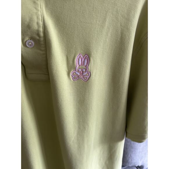 Psycho Bunny Pique Polo Lime Green Pink Logo Size 9 XXXL USA Pima cotton - Picture 2 of 15